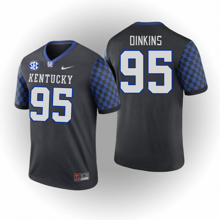 Men #95 Jamarius Dinkins Kentucky Wildcats College Football Jerseys Stitched Sale-Black